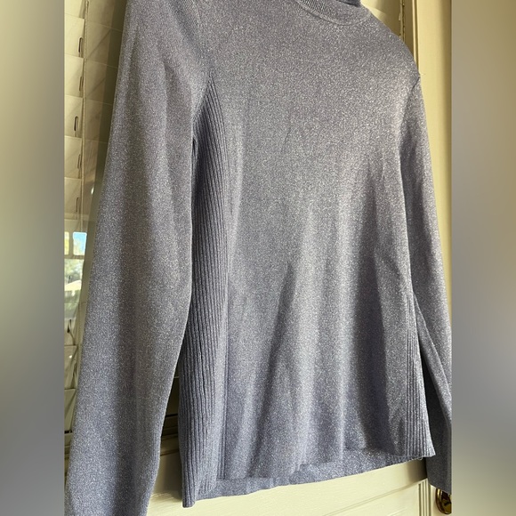 Chico's lilac purple mist shimmer metallic silver turtleneck sweater top - Picture 9 of 13